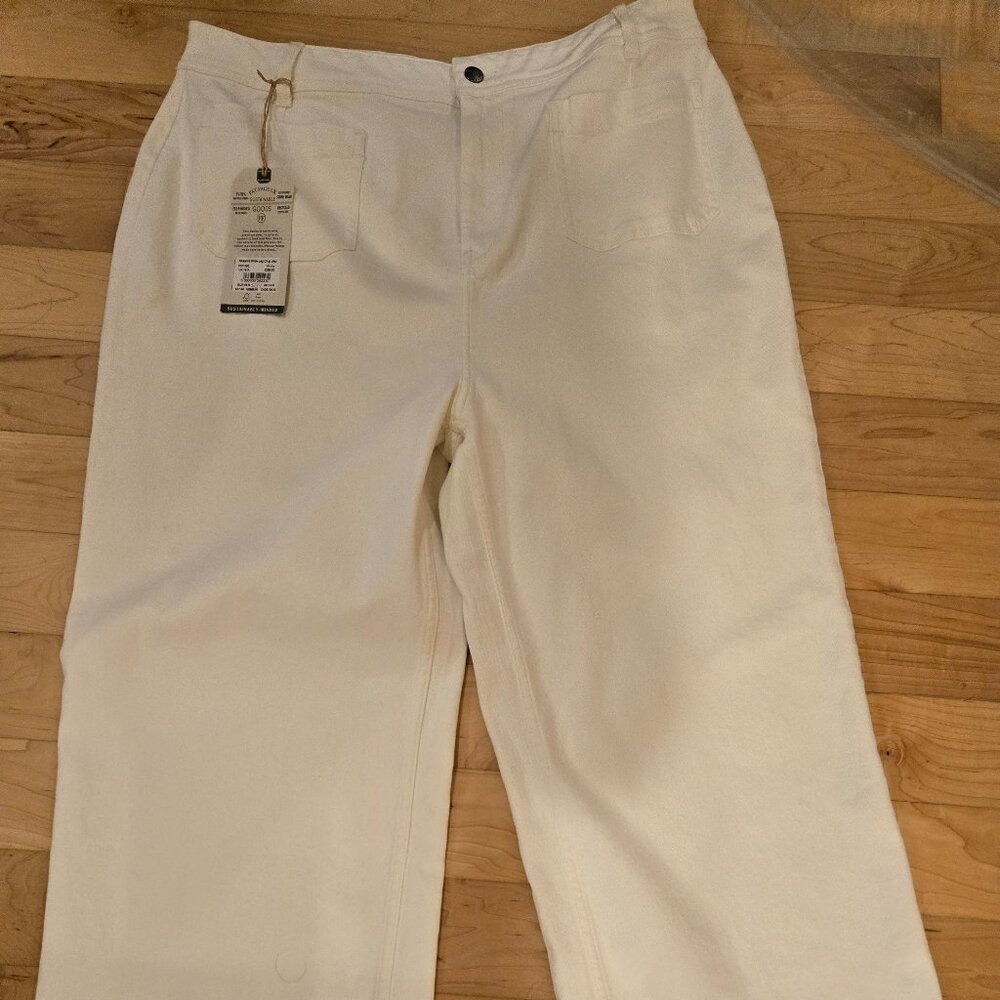 Fat face Keswick Wide Leg ankle Crop high waisted Jeans stretchy 14R white
